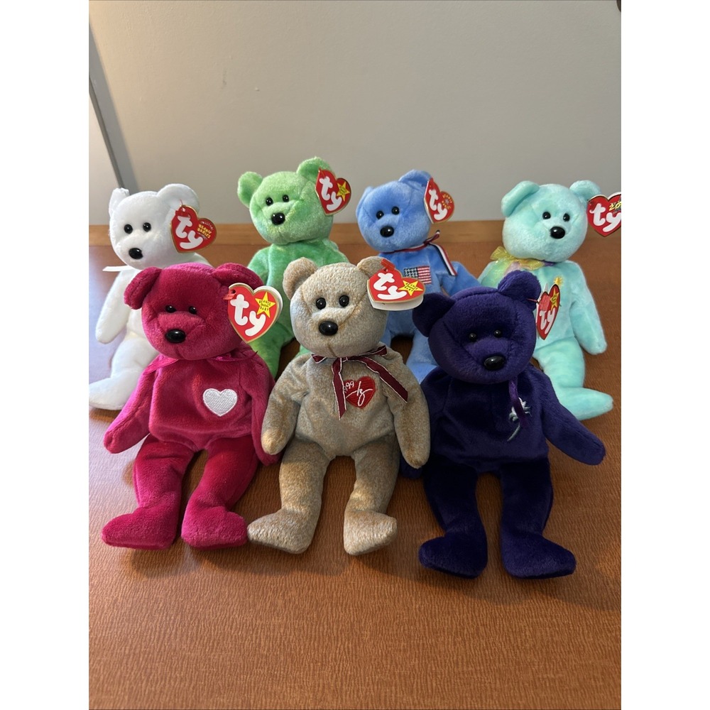 Vtg Beanie Babies Ty: Valentina, 1999, Soccer, Princess Di, With Tags 7 Total